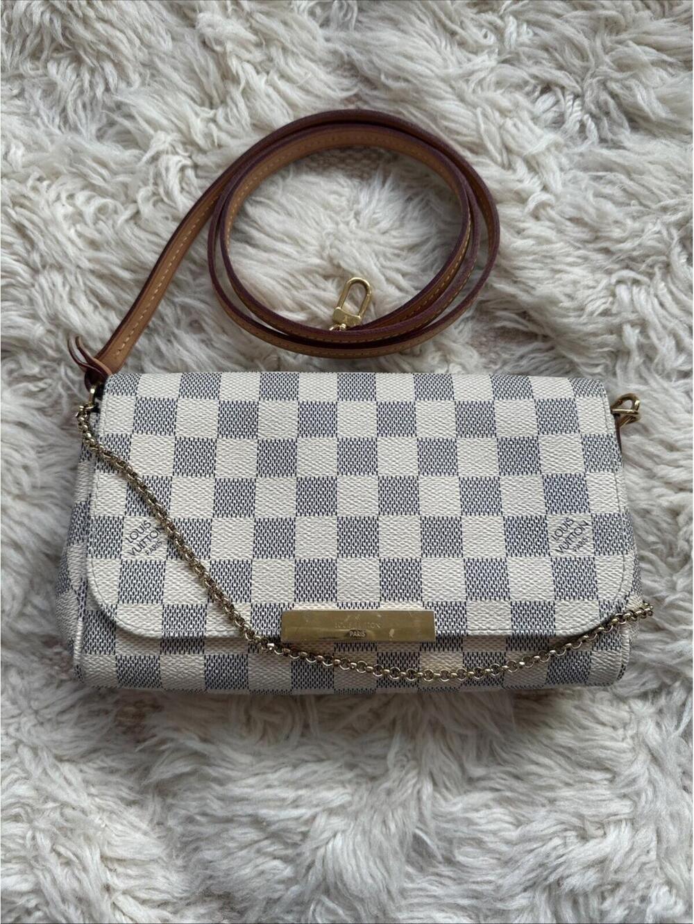 Authentic LOUIS VUITTON Damier Azur Favorite PM 2 Way Shoulder Bag